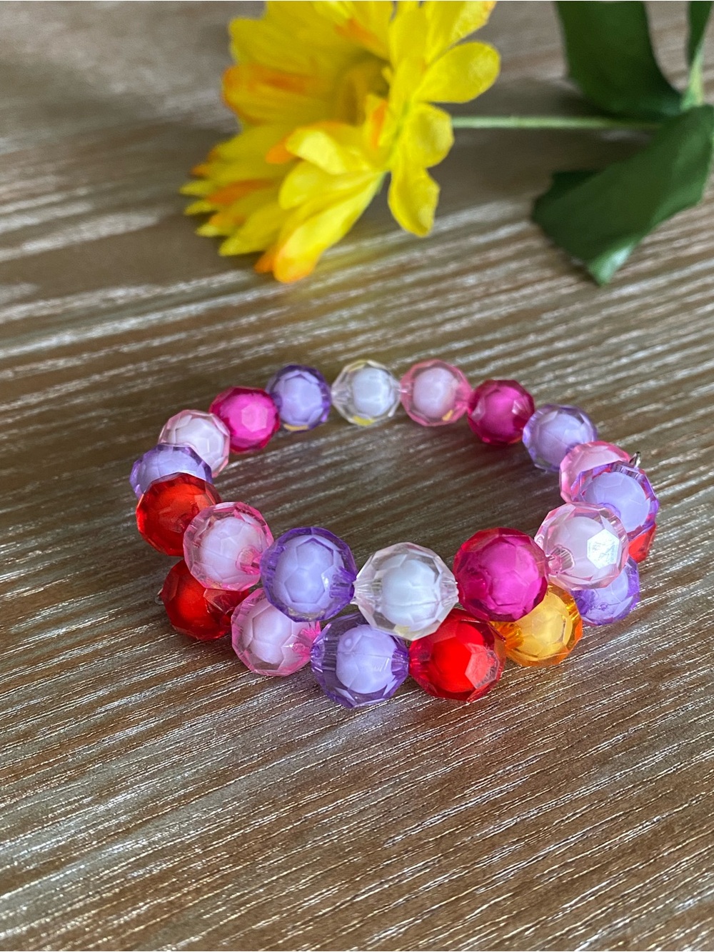 Bright Multi-Color Acrylic Bead Wrap Bracelet